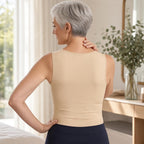 Débardeur Vibra beige vu de dos : dos lisse, sans agrafe
